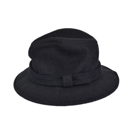 B0 NEW BORSALINO Black Wool Fedora Hat Size Small/54CM - Picture 2 of 5